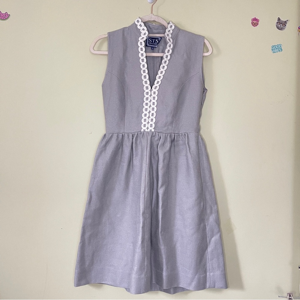Sail to Stable Cotton and Linen Grey Dress